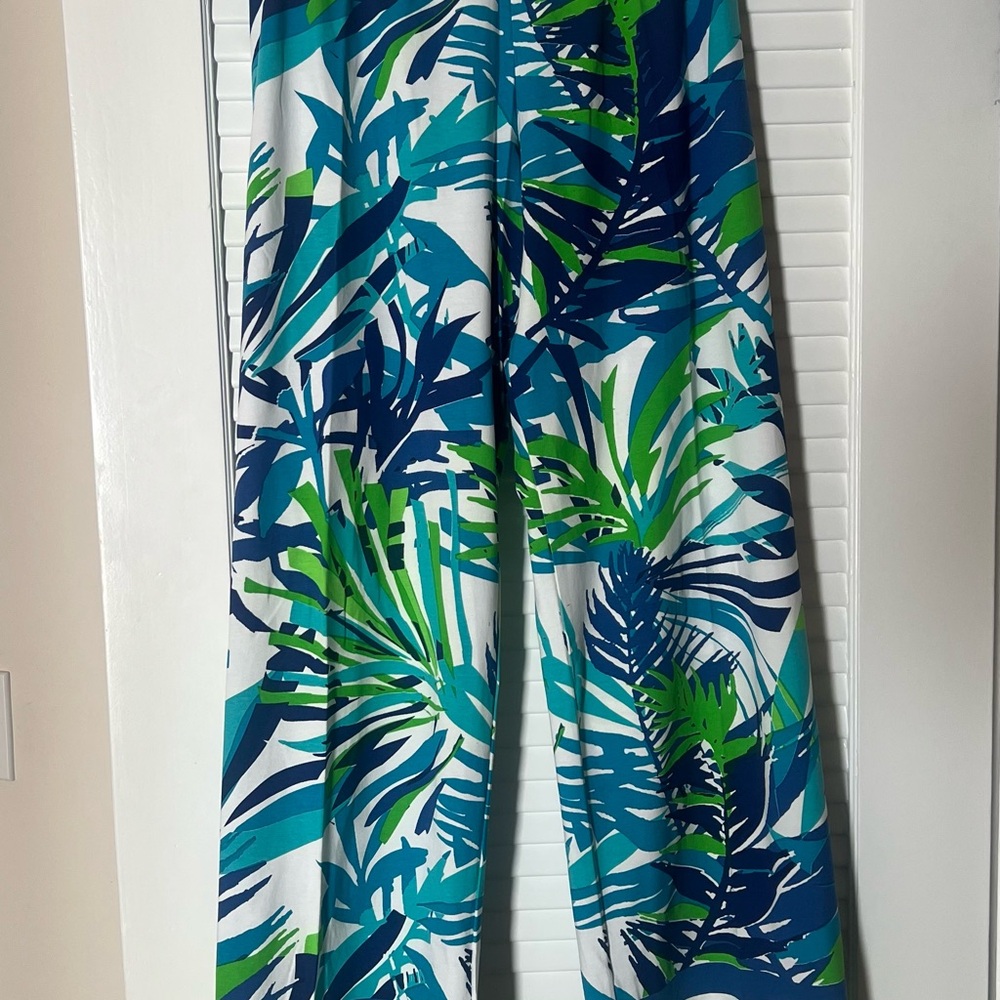 Tropical Print Flattering Straight Leg Pants